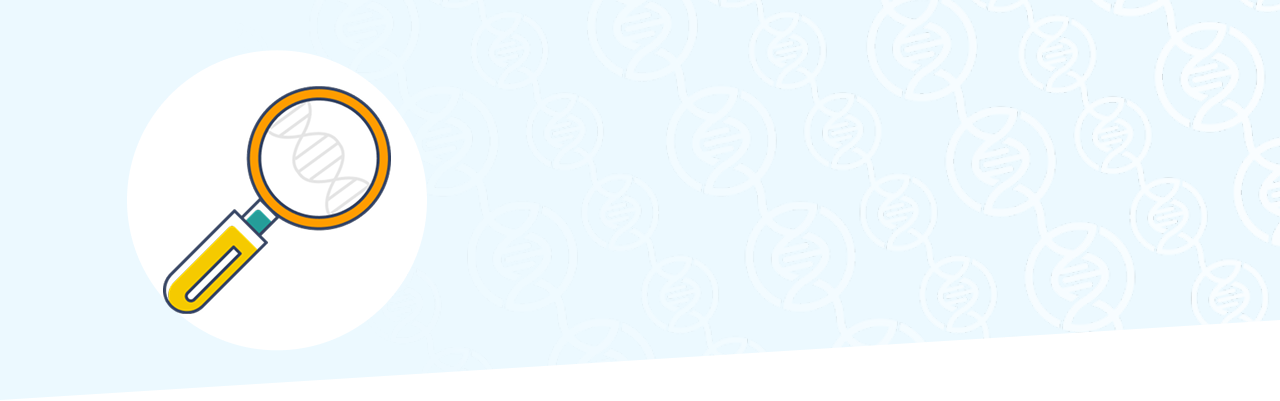 Icon of magnifying glass looking at DNA