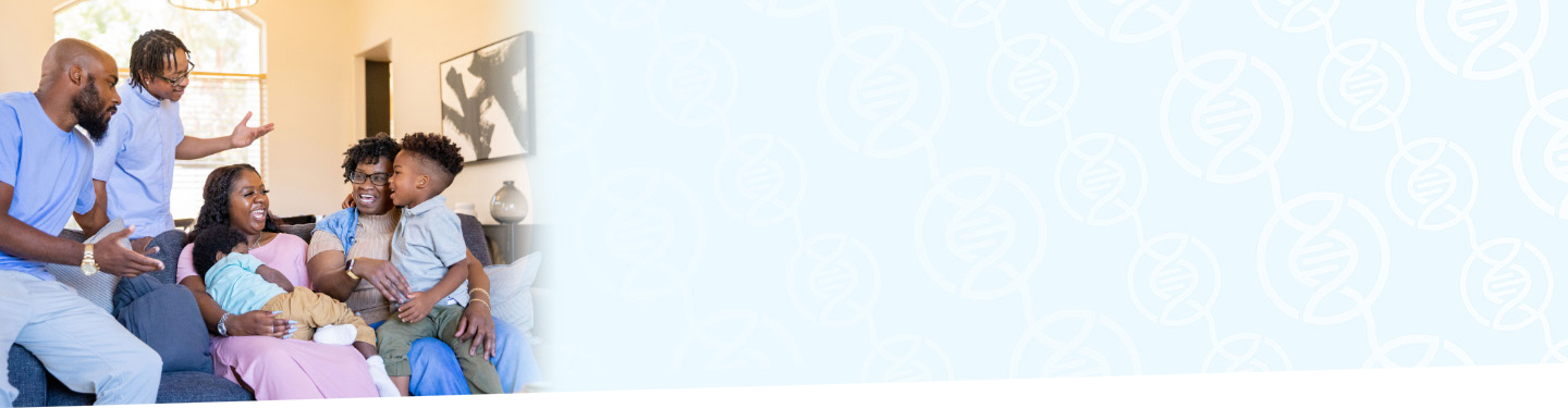 Image of extended family sitting and talking about CGD